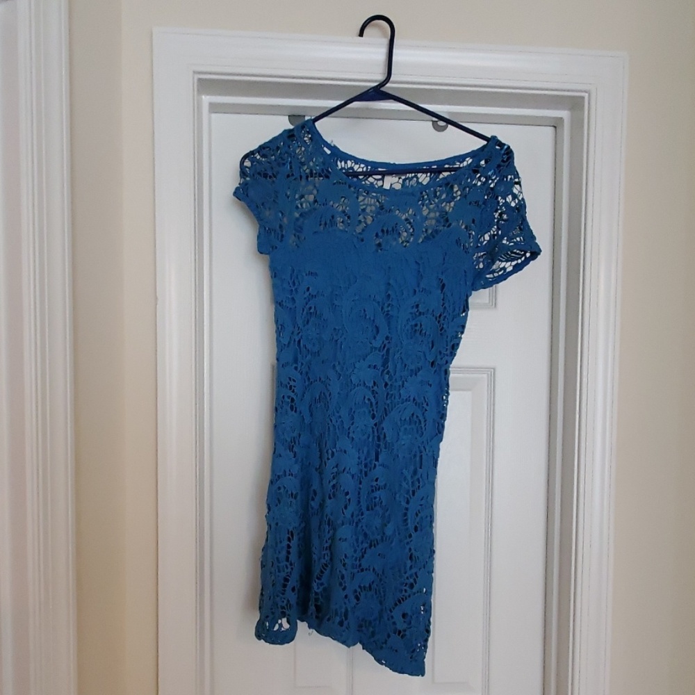 Lauren Conrad blue lace dress